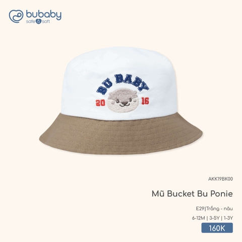 BuBaby - Mũ Bucket Bu Ponie - Trắng + nâu - 6-12M - SS26.T3B