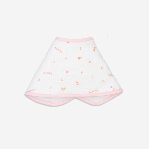 BU - Yếm Đa năng Muslin - Free size - Trắng in Bubaby hồng cam - AMU013700.FREB11