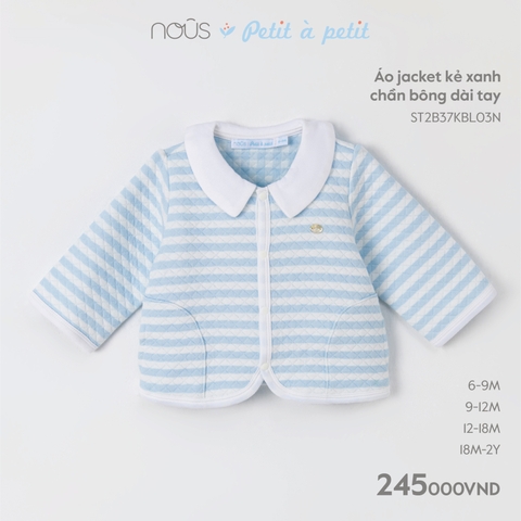 NOUS - Áo jacket kẻ xanh chần bông dài tay  - Nu Petit - 12M - SS23.9 - ZTD