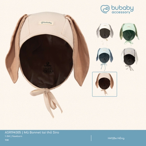 BU - Mũ Bonnet tai thỏ Siro - ASR194305 - Be Hồng - Newborn - SS25.T2A