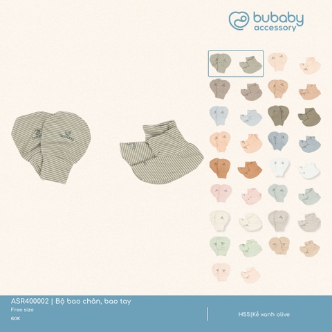 BU - Bộ bao chân, bao tay - Kẻ xanh olive - SS25.T2A