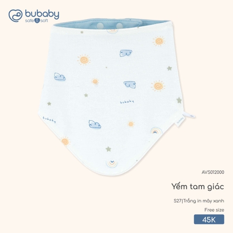 BuBaby - Yếm tam giác - Trắng in mây xanh - FS - SS26.T3B