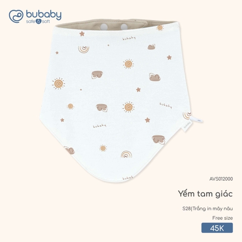 BuBaby - Yếm tam giác - Trắng in mây nâu - FS - SS26.T3B