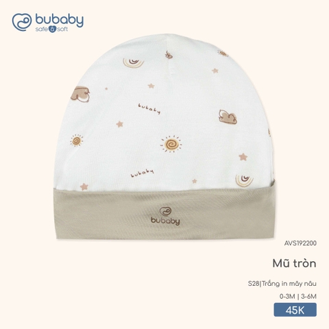 BU - Mũ tròn - Trắng in mây nâu - 3-6M - SS26.T3A