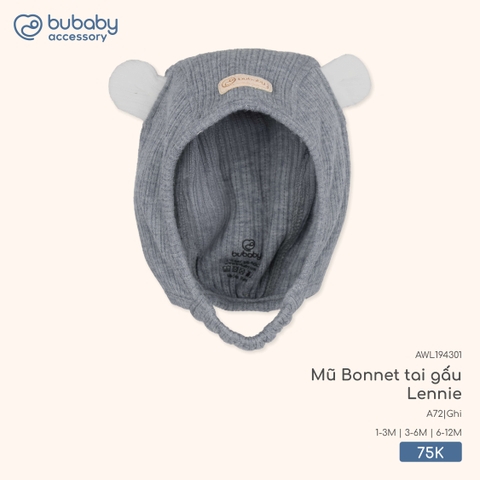 BU - Mũ Bonnet tai gấu Lennie AWL194301 - Ghi - Trung - SS25.T10B
