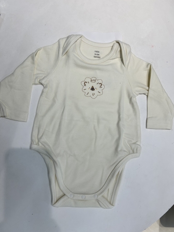 NOUS S30 - Bodysuit dài tay vai chờm màu be in họa tiết 9M