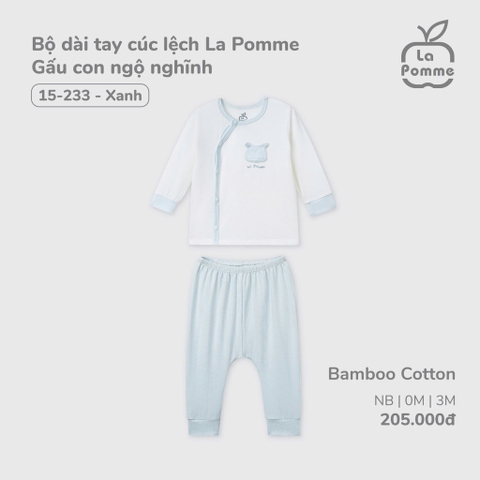 LP - Bộ dài tay cúc lệch La Pomme Gấu con ngộ nghĩnh - Xanh - SS25.T2A
