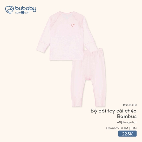 BU - Bộ dài tay cài chéo Bambus - BBB110800 - Hồng nhạt - 1-3M - SS26.T2A