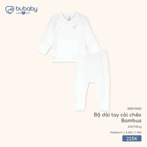 BU - Bộ dài tay cài chéo Bambus - BBB110800 - Trắng - 1-3M - SS26.T2A