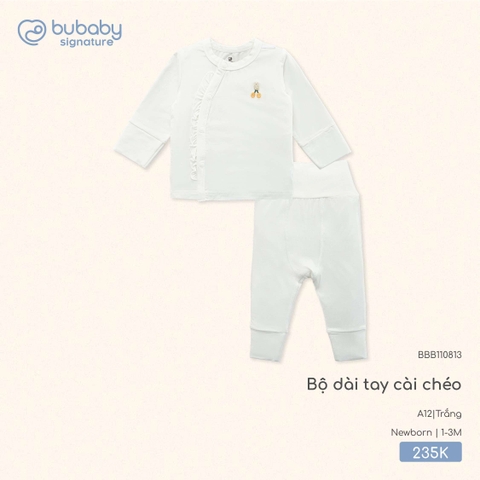 BU - Bộ dài tay cài chéo - BBB110813 - Trắng - 1-3M - SS25.T8A