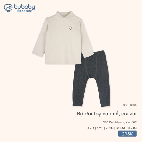 BU - Bộ dài tay cao cổ, cài vai BBB110904 - Be - Melang đen 18E - Mỏng - SS25.T9B