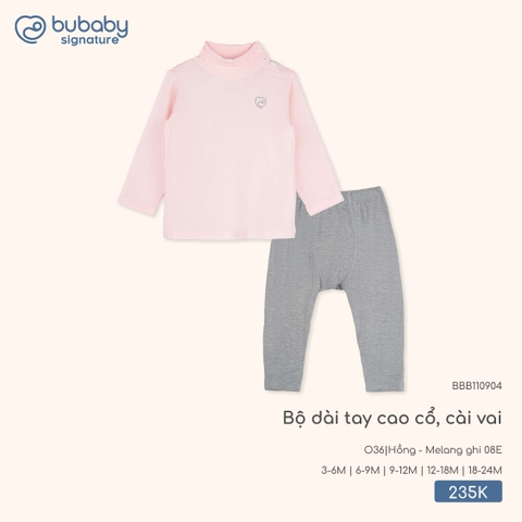 BU - Bộ dài tay cao cổ, cài vai - BBB110904 - Hồng + Melang ghi 08E - 18-24M - SS25.T9B