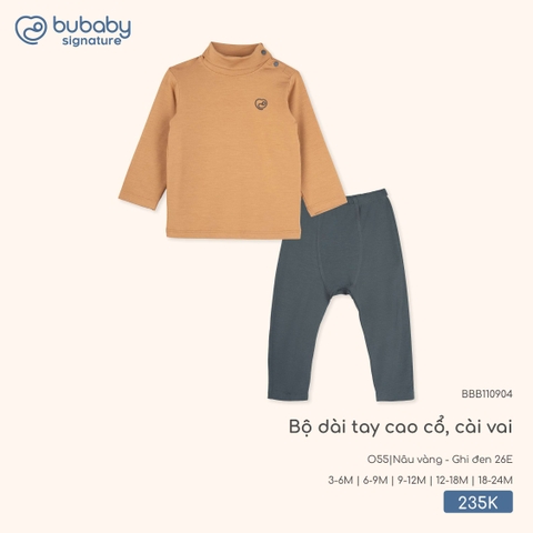 BU - Bộ dài tay cao cổ, cài vai - BBB110904 - Nâu vàng + Ghi đen 26E - 3-6M - SS25.T9B