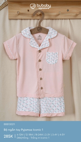 BU - Bộ ngắn tay Pyjamas Iconic 1 - Hồng - Trắng in Iconic 1 - SS25.T3B
