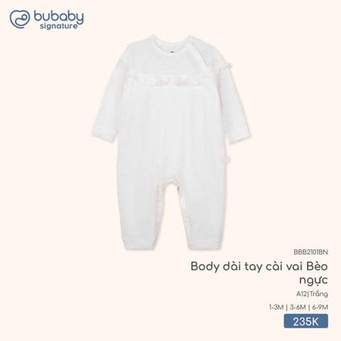BU - Body dài tay cài vai Bèo ngực - BBB2101BN - Trắng - 3-6M - SS25.T9C