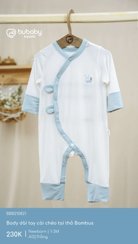 BU S10 - Body dài tay cài chéo tai thỏ Bambus - BBB210821 - Trắng - Newborn - SS25.T3B