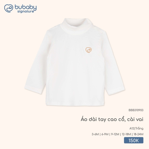 BU - Áo dài tay cao cổ, cài vai BBB310903 - Trắng - Mỏng - SS25.T9B