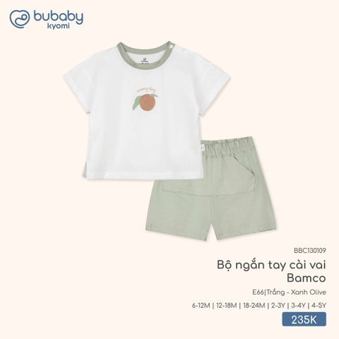BU - Bộ ngắn tay cài vai Bamco BBC130109 - Trắng - Xanh Olive - SS25.T9C