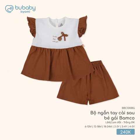 BU - Bộ ngắn tay cài sau bé gái Bamco - BBC1310BG - Cam đất + Trắng 01K - 18-24M - SS25.T6A