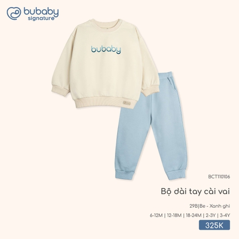 BU - Bộ dài tay cài vai BCT110106 - Be - Xanh ghi - Trung - SS25.T9B