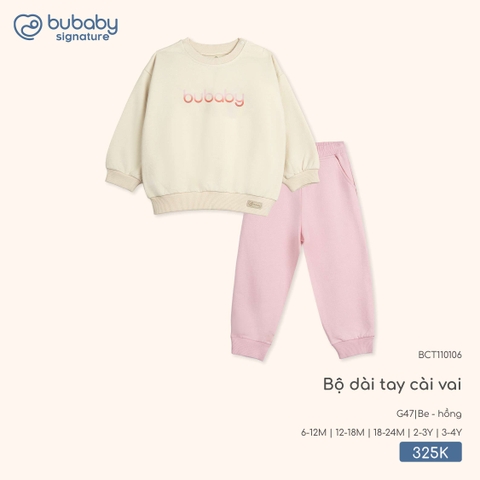 BU - Bộ dài tay cài vai BCT110106 - Be - hồng - Trung - SS25.T9B