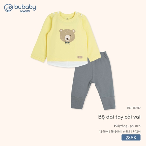 BU - Bộ dài tay cài vai - BCT110109 - Vàng + ghi đen - 18-24M - SS25.T9B
