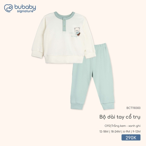 BU - Bộ dài tay cổ trụ BCT110303 - Trắng kem - xanh ghi - Dày - SS25.T9B