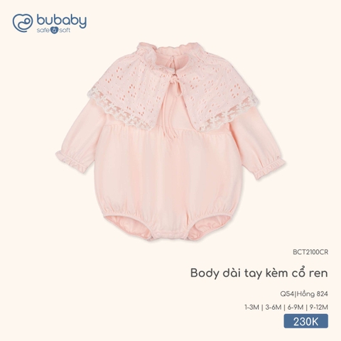 BU - Body dài tay kèm cổ ren - BCT2100CR - Hồng 824 - 6-9M - SS25.T11A