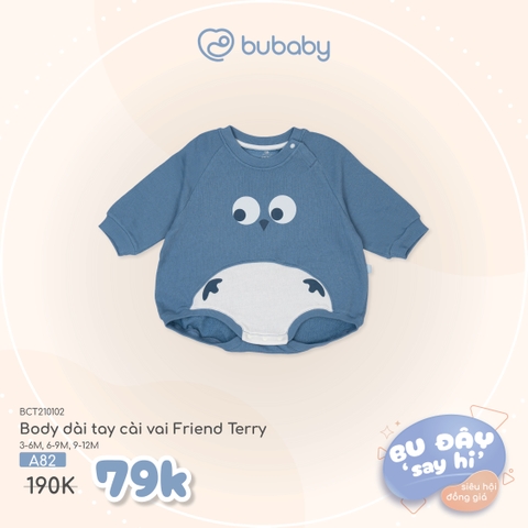 BU ĐÂY - Body dài tay cài vai Friend Terry - Xanh đậm - 9-12M