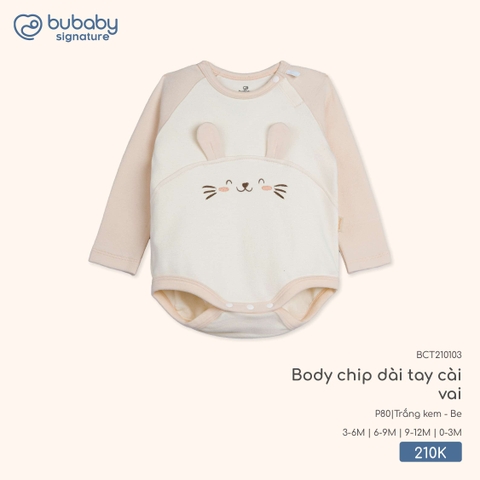 BU S10 - Body chip dài tay cài vai - BCT210103 - Trắng kem + Be - 0-3M - SS25.T9C