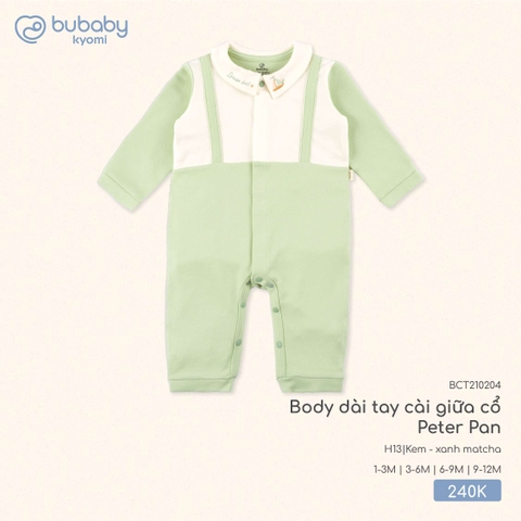 BU - Body dài tay cài giữa cổ Peter Pan BCT210204 - Kem - xanh matcha - Vừa - SS25.T8C