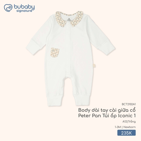 BU - Body dài tay cài giữa cổ Peter Pan Túi ốp Iconic 1 BCT2102A1 - Trắng -  - SS25.T9B
