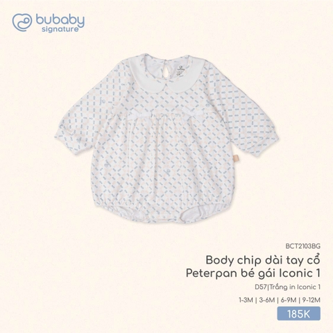 BU S10 - Body chip dài tay cổ Peterpan bé gái Iconic 1 - BCT2103BG - Trắng in Iconic 1 - 1-3M - SS25.T8A