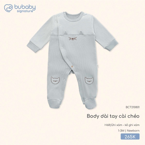BU - Body dài tay cài chéo BCT210801 - Ghi xám - kẻ ghi xám - Thu đông - SS25.T8C