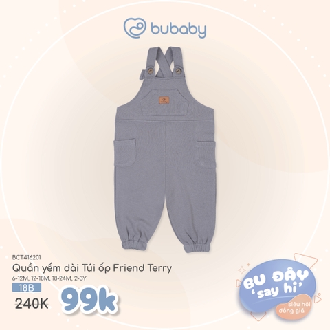 BU ĐÂY - Quần yếm dài Túi ốp Friend Terry - Tím Taro - 12-18M