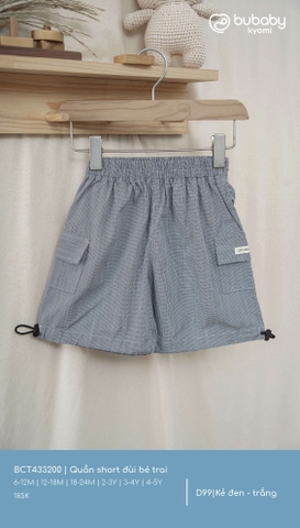 BU - Quần short đùi bé trai - Kẻ đen - trắng - SS25.T3A