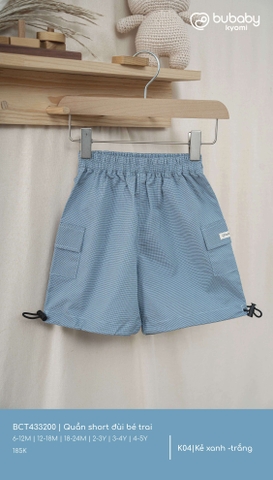 BU - Quần short đùi bé trai - Kẻ xanh -trắng - SS25.T3A