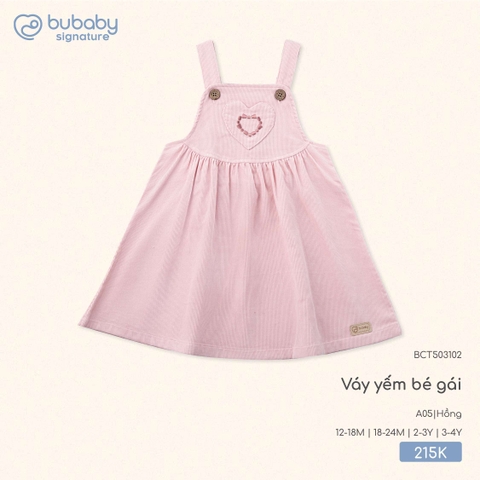 BU S10 - Váy yếm bé gái - BCT503102 - Hồng - 2-3Y - SS25.T8C