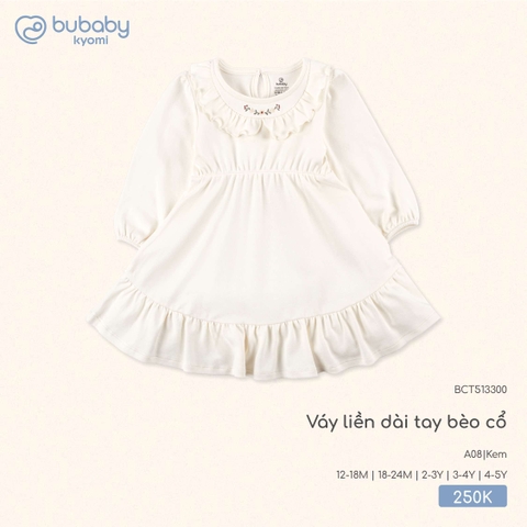 BU - Váy liền dài tay bèo cổ - BCT513300 - Kem - 12-18M - SS25.T8C