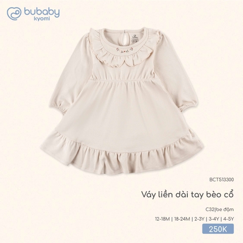 BU - Váy liền dài tay bèo cổ BCT513300 - be đậm - Vừa - SS25.T8C