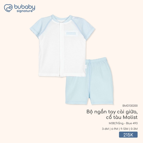 BU - Bộ ngắn tay cài giữa, cổ tàu BMD130200 - Trắng - Blue 493 - SS25.T9C