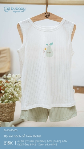 BU - Bộ sát nách cổ tròn Molist - Trắng 8442 - Xanh olive 8442 - SS25.T3B