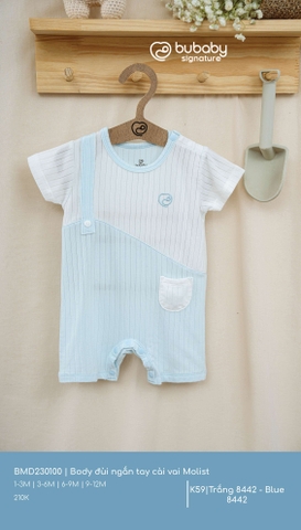 BU S10 - Body đùi ngắn tay cài vai Molist - BMD230100 - Trắng 8442 + Blue 8442 - 1-3M - SS25.T3A