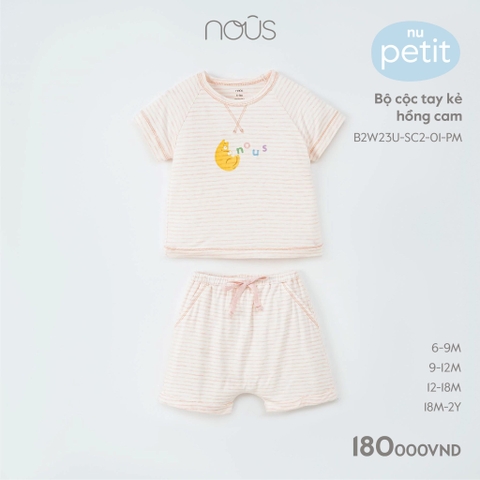 Bộ cộc tay màu hồng 6M