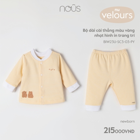 NOUS - Bộ dài cài thẳng màu vàng nhạt hình in trang trí - Newborn - . - Newborn