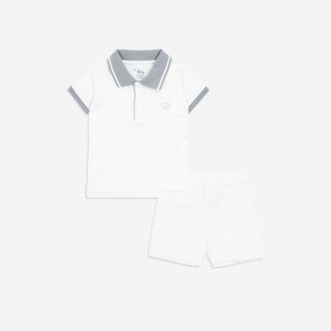 BU - Bộ ngắn tay cổ Polo Ponie - BPN130308 - Trắng - 18-24M - SS25.BP