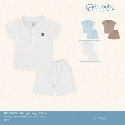BU - Bộ ngắn tay cổ Polo - BPN130313 - Trắng - 3-4Y - SS25.T2A