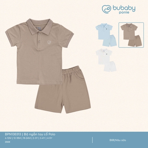 BU - Bộ ngắn tay cổ Polo - Nâu sữa - SS25.T2A