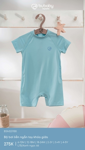 BU - Bộ bơi liền ngắn tay khóa giữa - BSM231100 - Xanh ngọc 66 - 6-12M - SS25.T4A