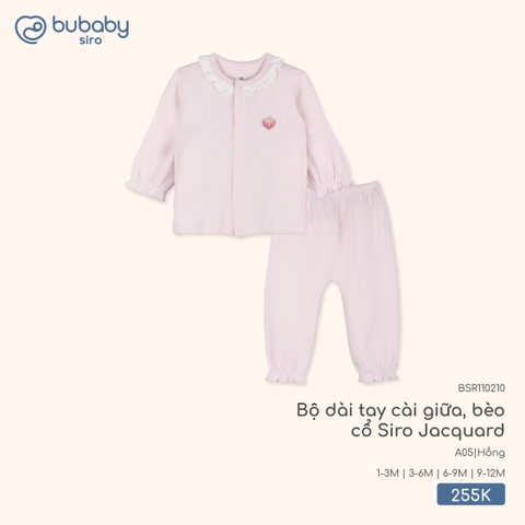 BU S10 - Bộ dài tay cài giữa, bèo cổ Siro Jacquard - BSR110210 - Hồng - 1-3M - SS25.T10B